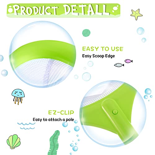 Pool Leaf Skimmer With 17-26 Inch Premium Pole, Pool Leaf Cleaner Net & Heavy Duty Swimming Pool Deep Rake Net,Fine Mesh Net, For Outdoor & Indoor Swimming Pools,Hot Tub, Fish Ponds And Spas(Green) #TOP4
