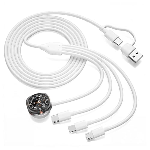 Image of Verilux 4 in 2 Multi Type C Cable Fast Charging, 3.9FT /1.2M Watch Charger Cable Only for Galaxy Watch, USB /C to C, Micro-USB, Lighting, Type-C for iPhone 17 /16 /15 /14, Galaxy S26 /S25 /S24