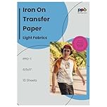 PPD Iron on Transfer Paper for Inkjet Printer for Light Fabric, A4, 8.5 x 11 Printable Paper for Clothing, T Shirts and Cotton Textiles, Print and Cut Heat Transfer, DIY at Home, Washable (10 Sheets)