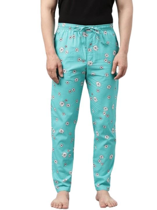 Men’s Printed Pure Cotton Lounge Pants Teal Green XL-image-11
