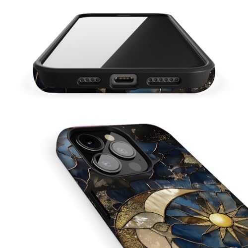 ZHUXUXITT Case Compatible with iPhone 15,Sun Moon Celestial Glass Phone Case Hybrid 2-Layer Hard Shell,Shockproof Soft for Girl Women Boy Men by ZHUXUXITT - Used condition - Image 2