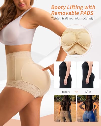Image of Padded Underwear Butt Lifting Panties Butt Lifter Built-In Fake Butt Pads Tummy Control Shapewear for Women