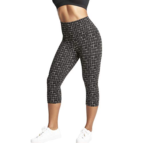 Yummie Women's Talia Capri Cotton Stretch Shapewear Legging, Black Print, Medium
