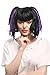 Price comparison product image WIG ME UP - 3160-P103-P08A Lady Party Wig Halloween Fancy Dress Cosplay Anime Gothic Lolita black purple strands 2 pigtails fringe 12inch