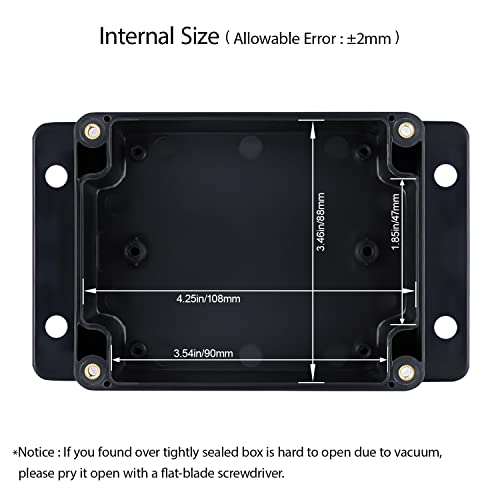 Lmioetool Junction Box Ip65 Waterproof Dustproof Abs Plastic Universal Electric Project Enclosure With Fixed Ear Black 4.5X3.5X2.2 Inch (2Pc) #TOP2
