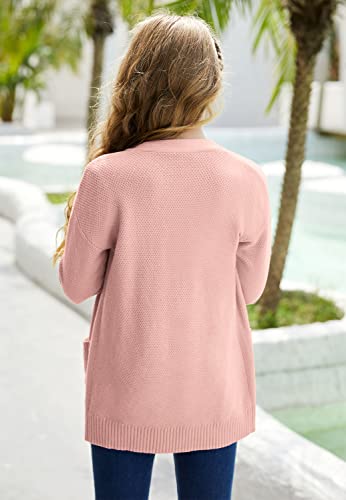 Image of Goranbon Girls' Cardigan Sweaters Open Front Long Sleeve Casual Sweater Coats with Pockets