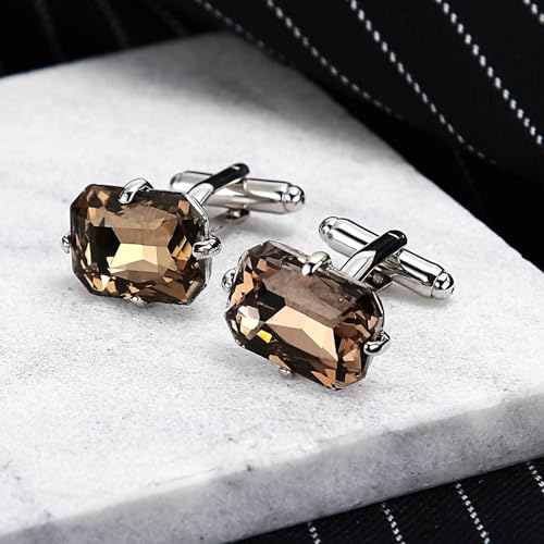 Gemelos de acero inoxidable champán con cuatro garras como regalo de bodas para hombres 3
