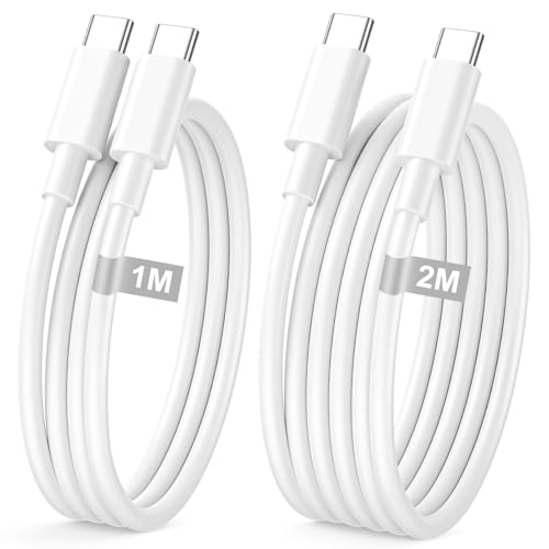 Cable USB C a USB C Carga Rapida 1M+2M 2Pack, 60W Cable iPhone 15 16 Cable Cargador Tipo C Carga Rapida cable USBC 2M cable iPhone para iPhone16/15/Pro/Max/Mini/Plus, iPad Air/Mini/Pro/10 Gen/11 Gen