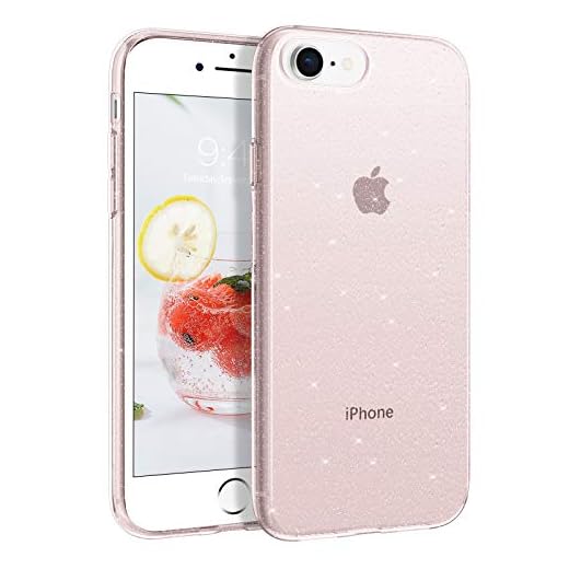 iPhone SE 2020 fodral, iPhone 8 fodral, mobiltelefonfodral iPhone 7, Bentoben mobiltelefonfodral iPhone SE 2020/8/7 fodral smal glitter anti-gul silikon skydd ultra tunt skal för iPhone SE 2/8/7 bling transparent rosa