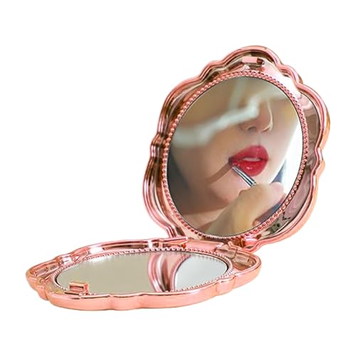 Espejo compacto – Espejo en forma de flor de 2.5 pulgadas, mini aumento de doble cara compacto con tamaño de monedero | Bolsillo de maquillaje para mujer, soporte preciso para mejorar la portabilidad
