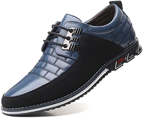 Mens Oxford Derby Orthopedic Leather Shoes Business Luxury Dress Shoes Simple Slip-On Walk Flats Shoes Blue