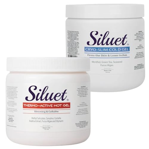SILUET Slimming Gels – Thermo-Active Hot & Cryo Cold – Skin Tightening, Firming & Anti-Cellulite – Spa-Grade Formula – 16 oz Jars (Hot + Cold Combo)