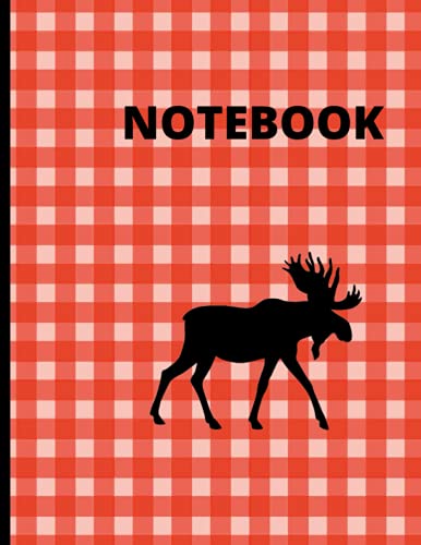 Notebook: Moose With Red Check Wide Ruled 120 pages 8.5 x 11 workbook Blank Lined Writing Students