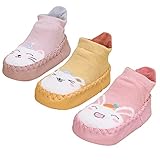 Happy Cherry Newborn Cotton Sock Boots Infant Toddler Floor Socks Indoor Winter House Slipper Shoes Socks Pink Yellow Dark Pink 6-12 Months