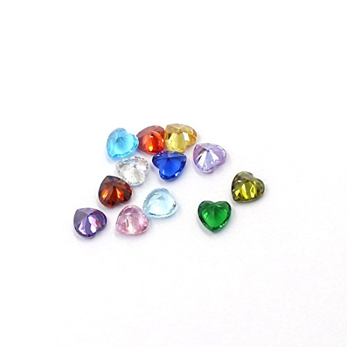 Yoyony 12Colors, 60Pcs! Round/Heart Shaped Assorted Mix Birthstones Crystal Charms Lot For Floating Charm Glass Living Memory Lockets Diy Pendant Necklace & Bracelet, 5Mm Diameter (Heart) #TOP1