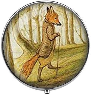 Mr. Fox - Fox Art Pill Box - Charm Pill Box - Glass Candy Box