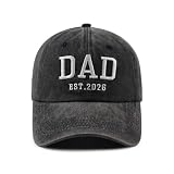 YuMENo Mom and Dad Est 2026 Hats New Parents Gifts for Couples,Matching Adjustable Cotton Embroidered Baseball Cap(Black Dad&Black Mom)