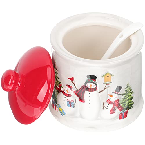 UPKOCH Organizador Azucarero de Cerámica Navideña: Caja de Sal Tarro de con Tapa Caja de Condimentos Botes de Condimentos Bodega de Sal Pimienta para Fiestas Navideñas Regalos