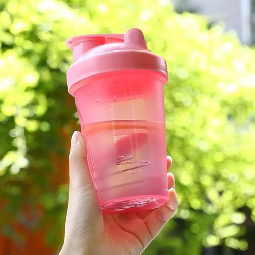 Myluatye Shaker Protéiné 400ml,Protein Shaker,2 PCS Bouteille Shaker Protéines,sans BPA,avec Boules de Fouet en Métal,Pour Fitness,Sport,Gym (Bleu,Rose) – vue 8