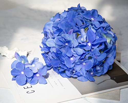 Duhouse Artificial Hydrangea Silk Flower Heads With Stem Fake Royal Blue Hydrangea Flowers For Wedding Home Garden Centerpiece Pack Of 6(Royal Blue) #TOP4