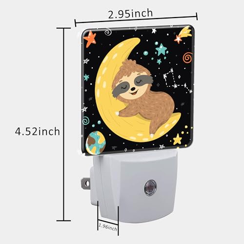 Image of Night Light for Kids Girls Boys, Cute Baby Sloth Sleeping on Moon LED Night Light Plug into Wall with Dusk to Dawn Sensor for Room Decor, Hallway, Kitchen, Bathroom, Nursery, Stairs