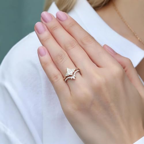 10K/14K/18K Solid Gold 1-4ct Rose Gold Moissanite Engagement Rings for Women D Color VVS1 Clarity Moissanite Rings Promise Rings for Her Free Engraving2