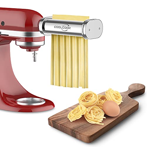COOLCOOK Pasta Press KitchenAid Attachment, Pasta Kitchenaid Attachment, Kitchen Aid Pasta Roller Attachment for KitchenAid Stand Mixer, Stainless Steel…
