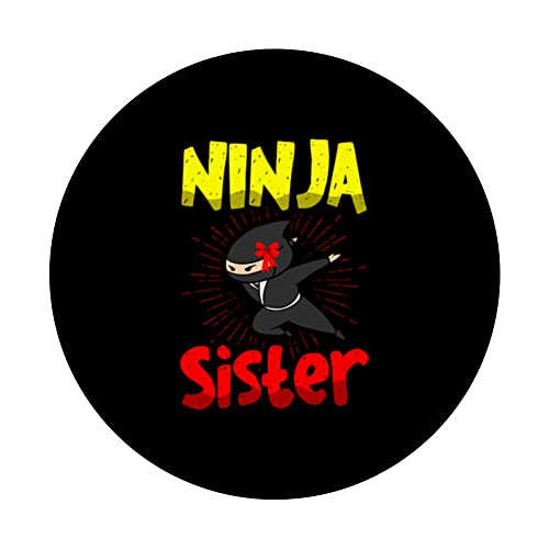 Ninja Sister Japanese Mercenary Shinobi Kunai Shuriken PopSockets Swappable PopGrip, Black - Image 3