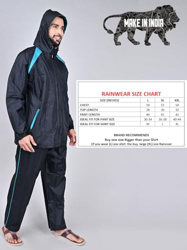 Image of Rupa Mens Rainwear For Men, Waterproof Nylon Blended Rain Standard Length Jacket With Pants And Carry Bag, Pack Of 1