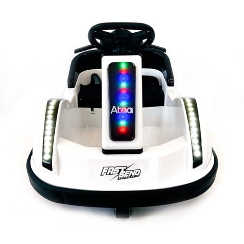 Auto de Choques eléctrico 6V con Bluetooth, Luces LED, música y Mando Parental. Seguro y Resistente, diversión de los más pequeños. Blanco.