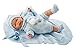 Llorens 38937 Puppe Joel mit blauen Augen, Babypuppe mit Softkörper, hellblaues Outfit, inkl. Wolldecke, Schnuller und Schnullerkette, Puppenjunge, Mehrfarbig, 38 cm
