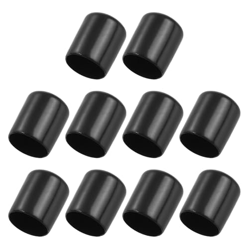 PATIKIL 20MM Vinyl Rubber End Caps, 10 Pack Flexible Bolt Screw Covers Caps Round Thread Protector Caps for Metal Tubing Rod Bolts, Black