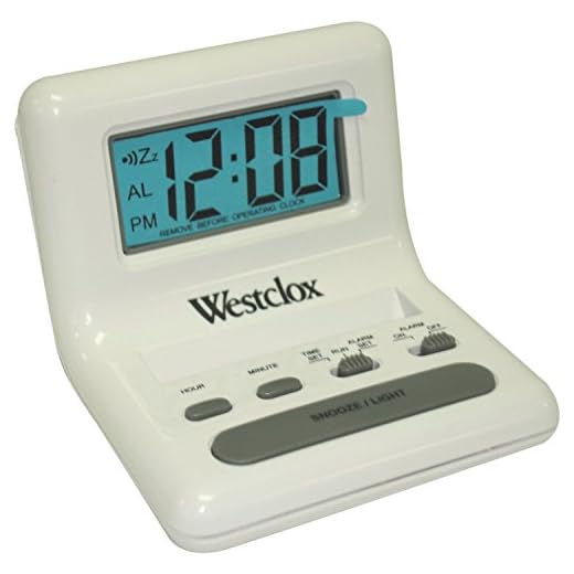 Westclox 47539 White LCD Alarm Clock with Light On Demand, 0.8-Inch