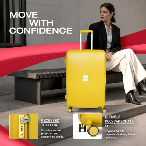 Image of American Tourister Zenrix | Check-in Trolley Bag (67 cm) | 360 8 Wheel Travel Luggage | Hard Case Polycarbonate Suitcase | Recessed TSA Lock | Yellow & Pale Yellow