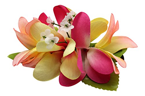 Hawaii Luau Party Artificial Fabric Plumeria Hair Clip Peach Pink