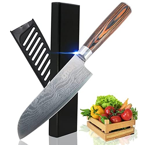 Kiritsuke Chefs Knife, 7.5 Inch Professional Kitchen with Sheath, German High Carbon Stainless Steel Ultra Sharp Blade 7.5 inch kiritsuke knife