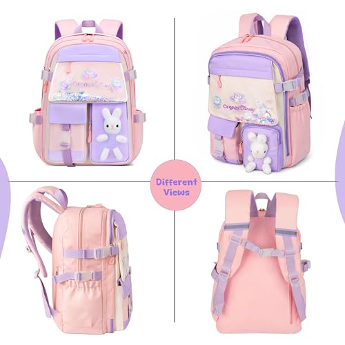 Image of Storite School Bag for Kids Girls 20L | Cute Waterproof Backpack with Chest Strap | Large Capacity Backpack with 180 Wide Opening|Bottle Pocket & Organizer