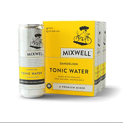 Mixwell Dandelion Tonic Water with Quinine - Premium Mixer for Drinks - Made with Organic and Natural Ingredients - 12 Fl Oz Can (4 Pack)