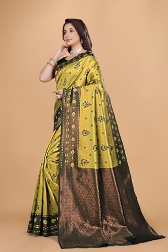 Image of Traditional Banarasi Silk 5.50 Meter Saree With 0.8 Meter Unstitched Blouse Piece For Wedding, Family Function, Festival And Special Occasion