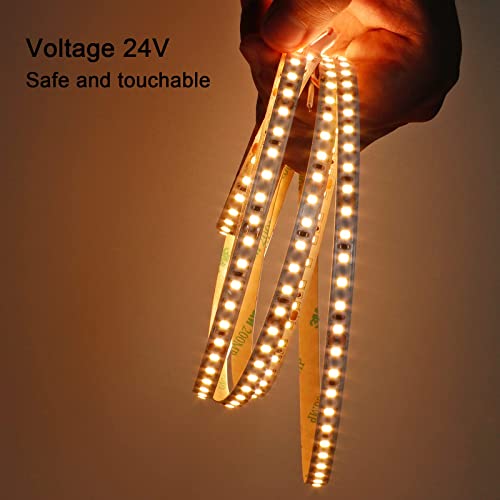 GOMING 24V 20m LED Strip Light Warm White 3000K 2400LEDs High Brightness 12000LM SMD2835 No-Waterproof IP20 LED Tape for Kitchen Garden Backyard Hallways Stairs Decoration Lighting(No Power Supply) - Image 4