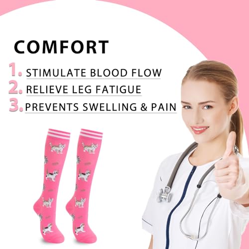 fenglaoda Compression Socks Women Men 4 Pairs, Knee High Support Socks for Running, Sports, Travel, Flight, Nurse2