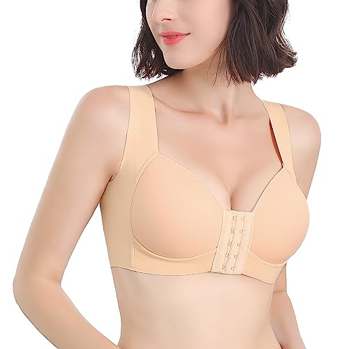 Image of FallSweet Front Close Bra for Women Push Up Wirefree Bra Seamless No Dig Comfort Brassiere