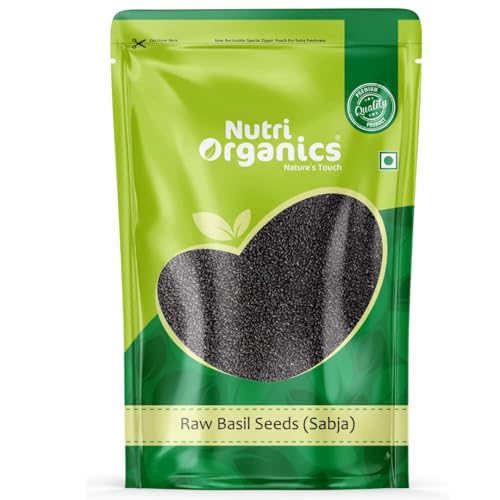 Image of Nutri Organics Basil Seeds 1kg - Sabja Seeds | Tukmaria Seeds with High Fibre and Omega 3 | Seeds for Eating | Weight Management | Seeds Tukmaria