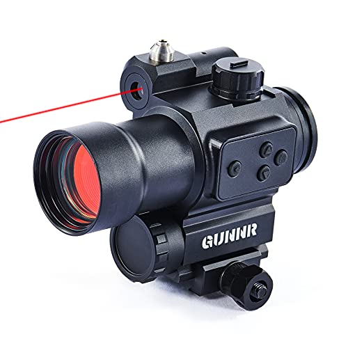 GUNNR Red Dot Sight with Red Laser, 1x29 Reflex Sight with 3MOA Red Dot, Red Laser Sight for Picatinny or Weaver Rails, Tactical Hunting Gear for Rifles Pistols Airsoft Guns and More, Battery Included