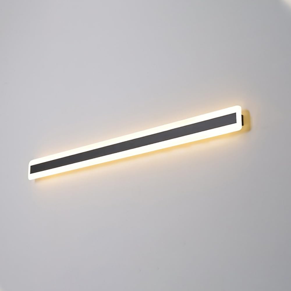 Lámpara de pared con tira de metal negro con modo de 3 colores regulable para confort visual
