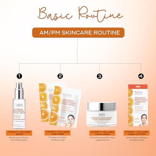 Skin Aesthetics Vitamin C & Collagen Set – Dermatologist Tested, Anti Aging, Korean Skin Care – Firms, Smooths, Hydrates and Revitalizes Tone– Vegan, Clean Beauty – Serum, Moisturizer, Mask & Eye Pads