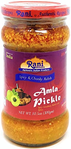Rani Amla Pickle (Spicy Gooseberry Relish with Spices) 10.5oz (300g) Glass Jar ~ Vegan | Gluten Free | NON-GMO | No Colors | Popular Indian Condiment, Indian Origin