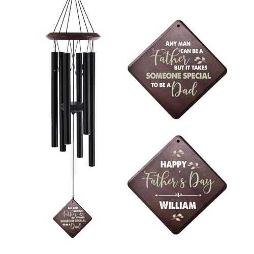 Image of Personalized Wind Chimes for Father, Grandfather, Customized Wind Chimes for Outside, Birthday Gift for Dad from Daughter, Son