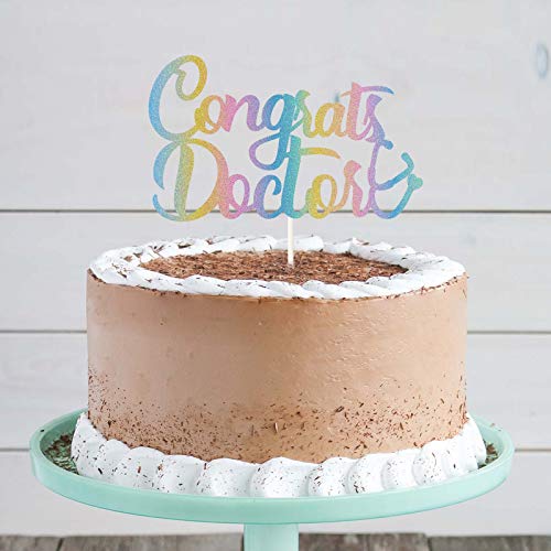 Colourful Glitter Congrats Doctor Cake Topper - Congrats Grad,Senior 2021 Cake Decor - Rn Bsn Grad, Medical Graduation Party Decorations #TOP2