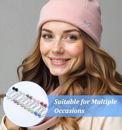 Image of 12Pcs Pearl Hijab Pins, Pins for Hijab, Muslim Headscarf Shawl Clips, Safety Pins, Decorative Accessories for Casual and Formal Wear